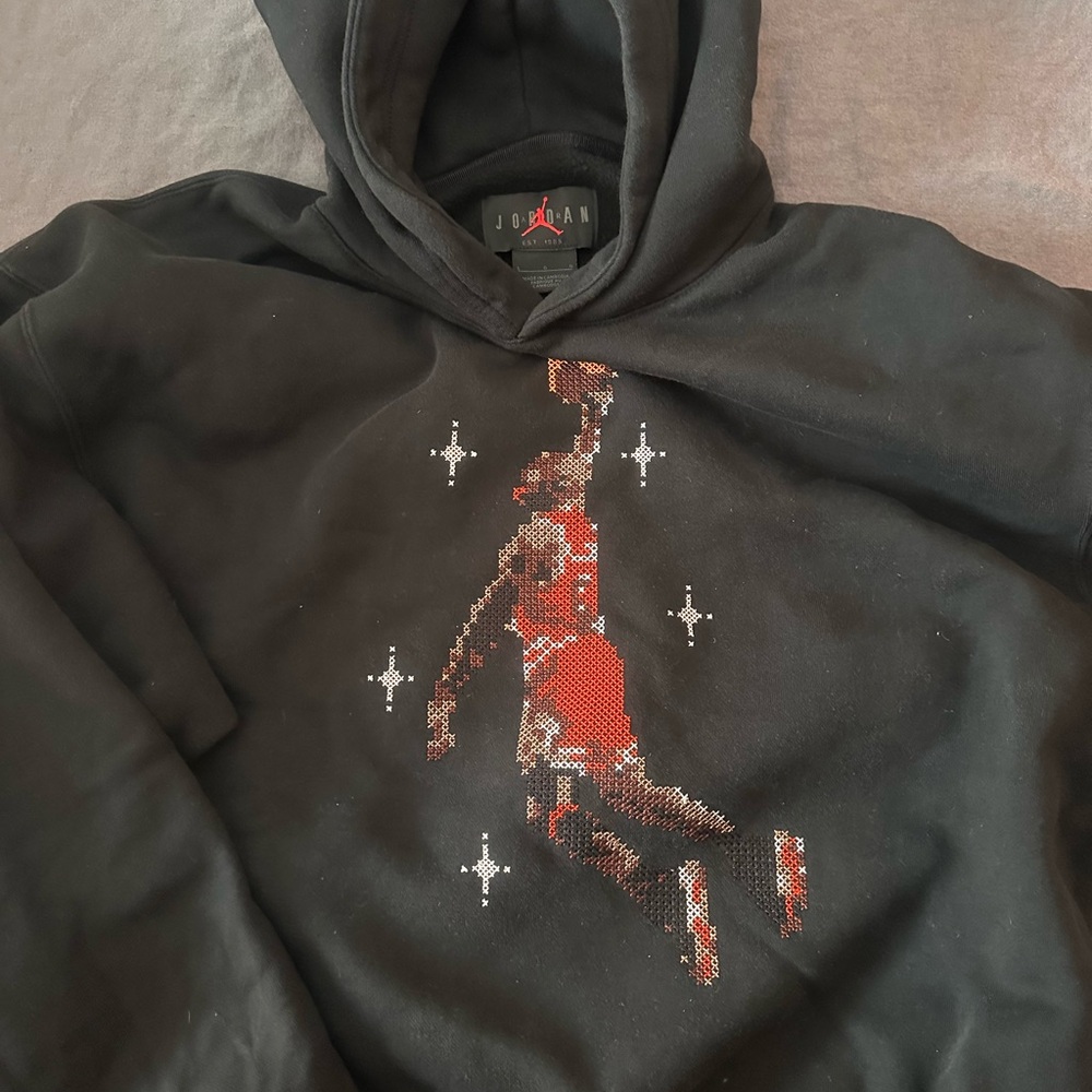 Jordan Black Sweater with Red Basketball Graphic